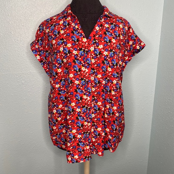 JACHS Girlfriend Tops Jachs Girlfriend New York Red Floral Blouse